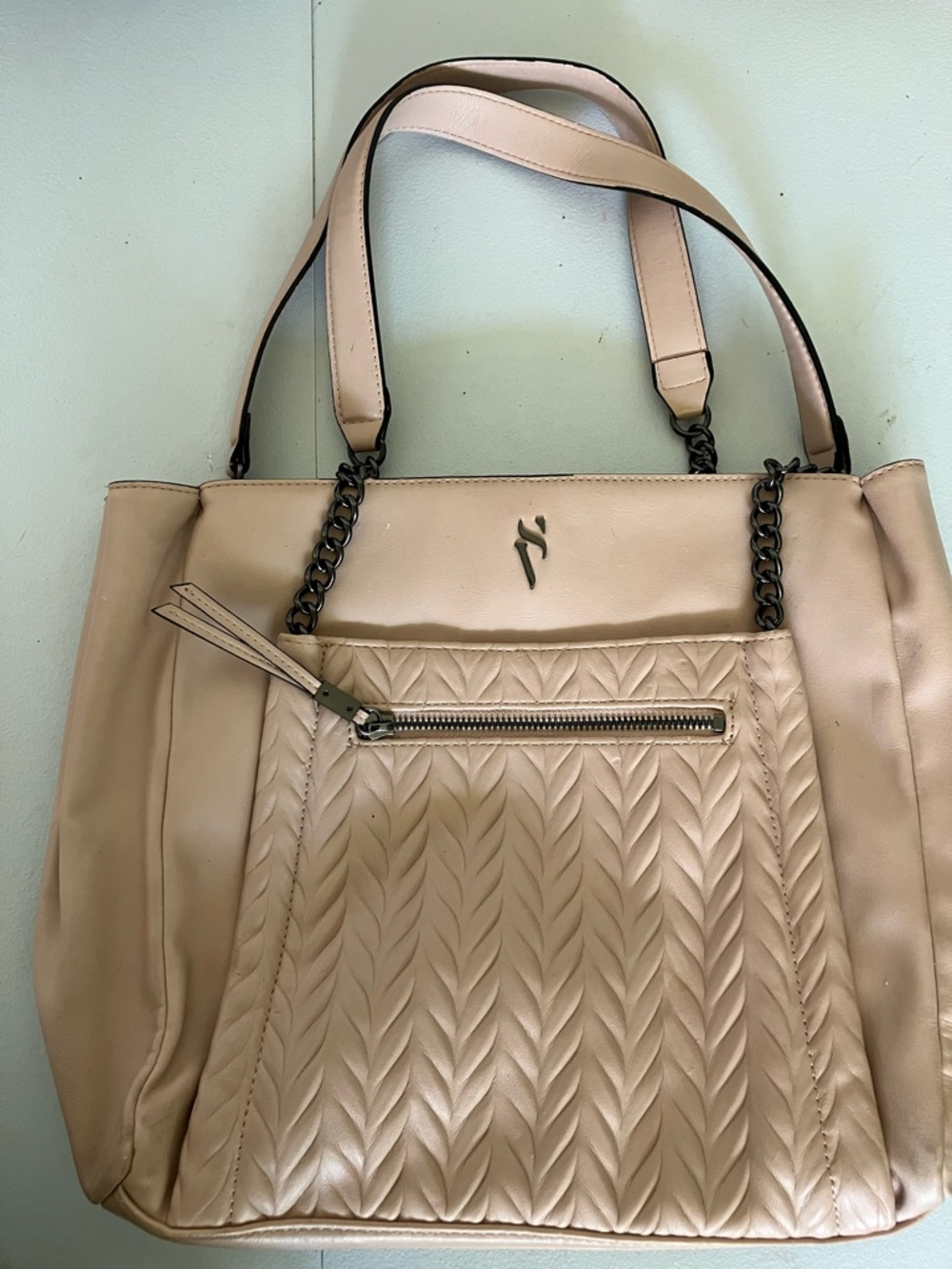 Quilted Front Blush Tote with Chain-Accent Straps Vera Wang